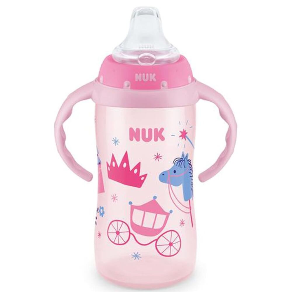 NUK Learner Cup, 10 oz, 8+ Months– BPA Free, Spill Proof Sippy Cup- Pink Kingdom